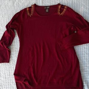 1X SWEATER, BURGUNDY & GOLD